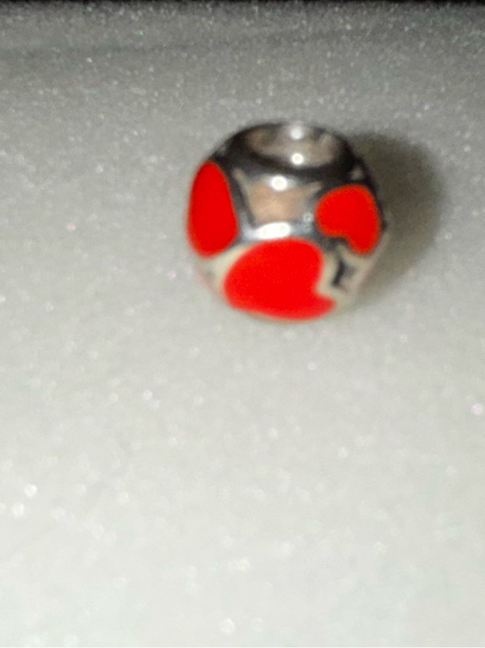 Pandora Silver Charm with Red Enamel Hearts